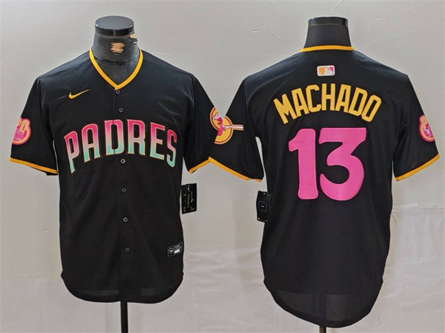 Men's San Diego Padres #13 Manny Machado Black Cool Base Stitched Baseball Jersey